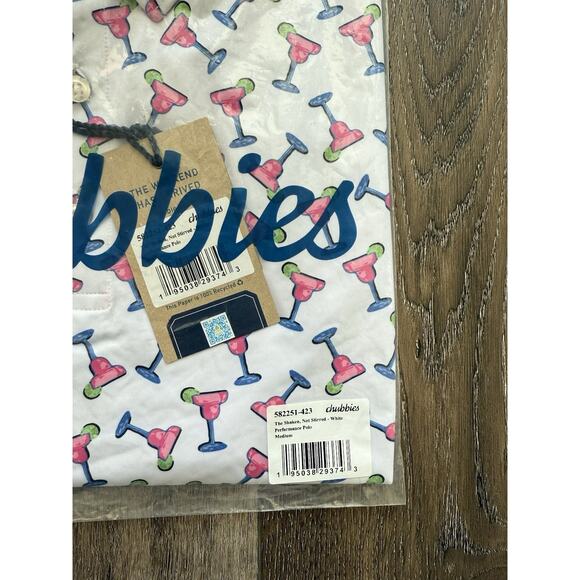 NEW Chubbies Performance Polo Shirt Mens Medium. The Shaken, Not Stirred -White - Picture 2 of 6